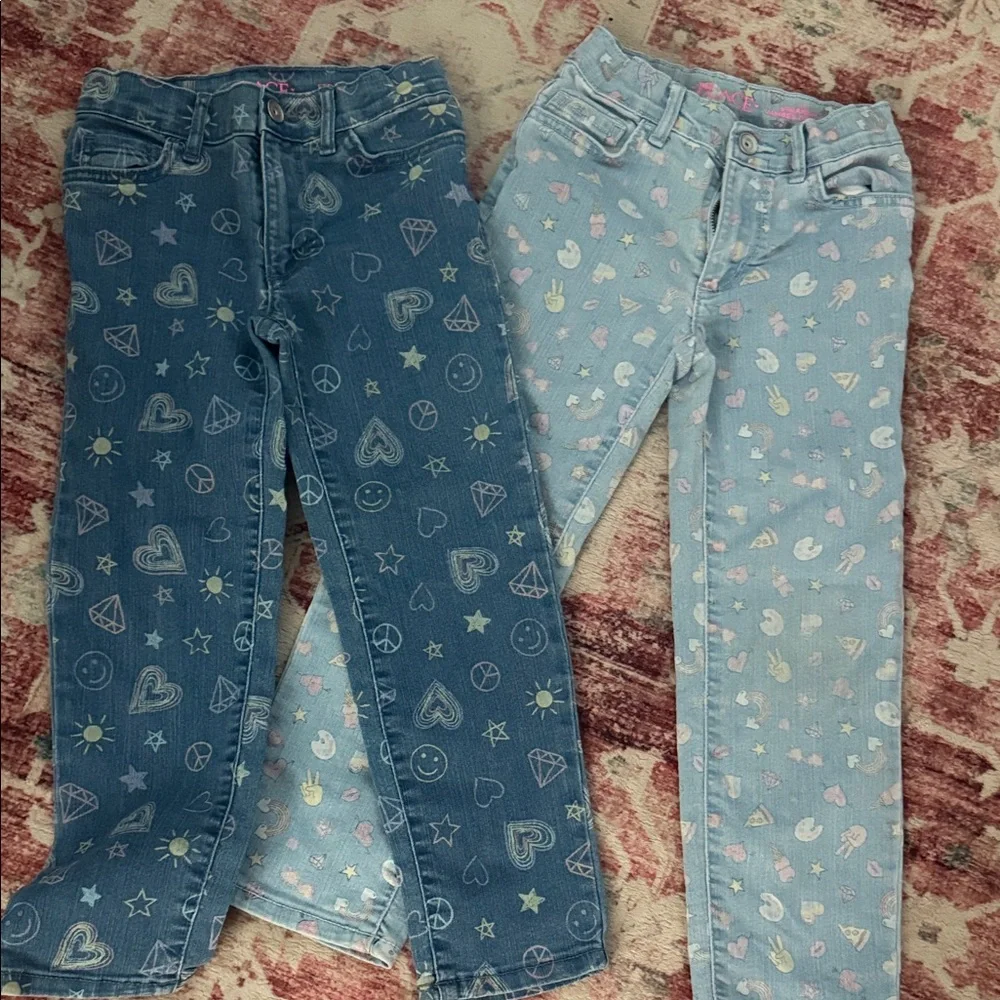 The Children's Place Printed Kid's Denim Jeans - Light Blue & Dark Blue